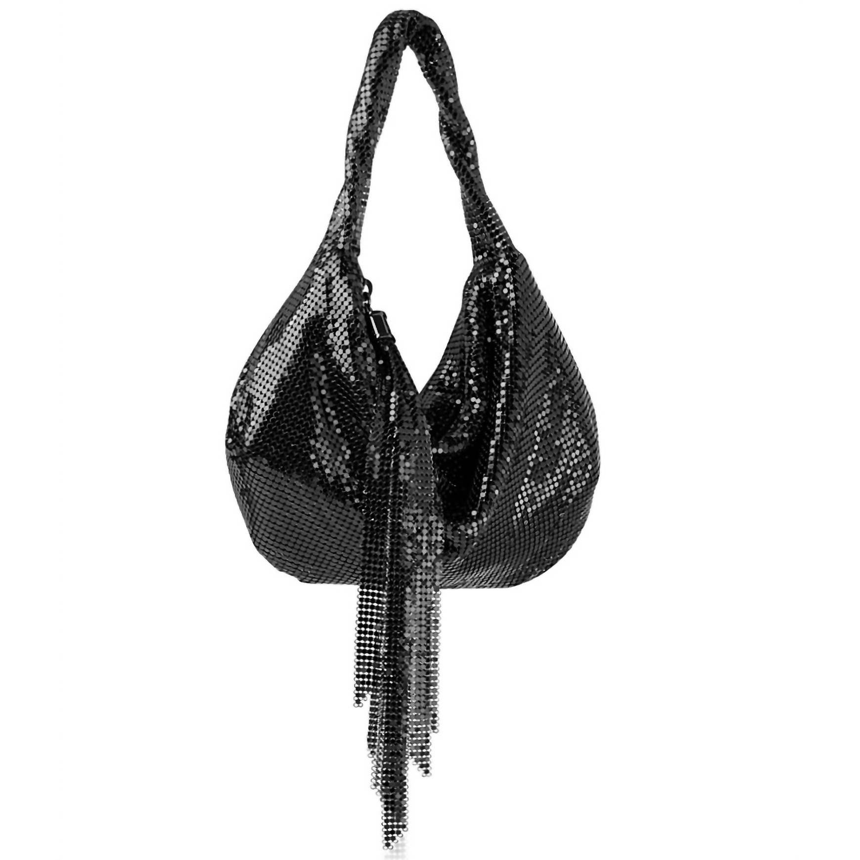New Whiting & Davis Marisol Twisted Hobo Bag In Black